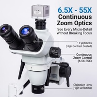 Trinocular Surgical Microscope Dental with 105mm Working Distance and Adjustable LED Light