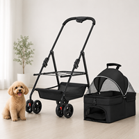 Poussette pliable pour animaux de compagnie avec panier amovible 2-en-1, poussette pour chien et chat, pliage à un bouton, 360° °   Poussette pour chien avec roues pivotantes OEM personnalisée