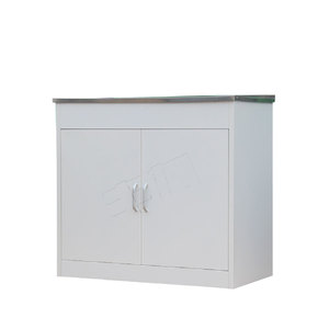 Meubles de cuisine modernes à 2 portes en acier blanc avec évier intégré, conception économique avec fonctions de drainage - Product Image 1
