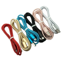 Kabel Data V8 Heavy Metal Braided Microusb Android dengan Selubung PVC, Kabel USB untuk Xiaomi Tipe-C, Kabel Pengisi Daya Komputer
