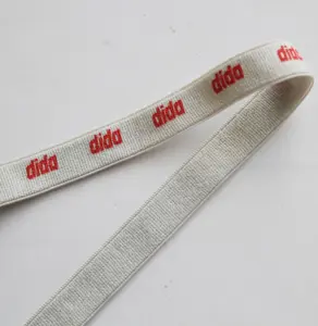 Neck Tape Printed Customers Brand Name Logo Elastic Soft Nylon 10mm Sustainable Shoes Coated Webbing for Shoes Woven Elastic