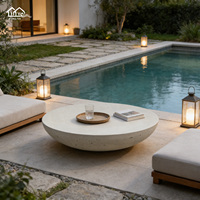 Table basse ronde en béton, style minimaliste, blanche, pour salon, table centrale pour extérieur, hôtel, appartement, jardin, villa, meubles