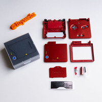 Casing Pengganti dan Kotak Kustom Desain Tema Monster Merah Api Metalik Premium untuk Game Boy Advance SP Cetak UV