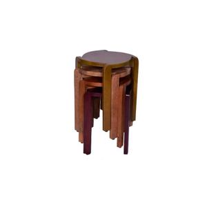 Ensemble de 4 tables d'appoint empilables écologiques de style mid-century moderne avec plateau en bois de manguier et base en fer pour salon, villa, appartement - Product Image 6