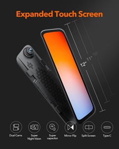 WOLFBOX G840S 4k Dual Full Touch Screen 12 Inch <b>Camera</b> Front and Rear Mirror <b>Dash</b> Cam Without SD Card - Product Image 2