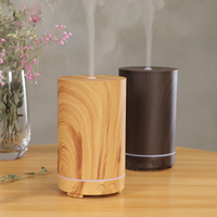 Diffuseur d'huiles essentielles ultrasonique portable mini en bois grainé de 200 ml, 7 lumières LED, humidificateur, diffuseurs d'arômes pour huiles essentielles