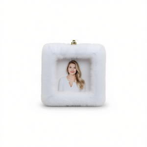 <b>White</b> <b>Square</b> Christmas Ornament 12Cm Foam Paper Hanging <b>Frame</b> Decor For Tree - Product Image 1
