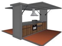 Cocina Móvil Moderna para Exteriores de 4m y 6m con Estructura de Acero Expandible