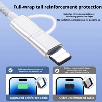 Cable de Datos de Carga Rápida PD Uno a Dos para Teléfono, Compatible con Apple 17/16/15, Cable de Carga Trenzado, Tipo-C Dos en Uno