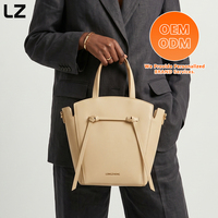 Tas Tote Kulit Asli LZ Custom Logo untuk Wanita, Tas Tangan Kapasitas Besar, Tas Selempang Bahu dengan Tali Bahu yang Dapat Dilepas