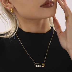 Collier ras du cou à trois rangs en acier inoxydable, perles <span class=keywords><strong>de</strong></span> riz en forme <span class=keywords><strong>de</strong></span> 8, perles d'eau douce et pierres naturelles, inaltérable, pour fêtes - Product Image 3