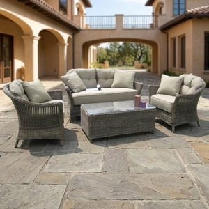 Nuova Collezione 2027: Set Divano da Giardino Klein di Alta Qualità in Rattan e Iroko, Arredamento Esterno Confortevole per Cortili e Hotel - Product Image 4