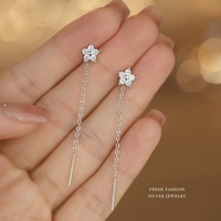 Funkelnde Diamant-Ohrringe im Ahornblatt- und Blumenstil mit Zirkonia besetzt, S925 Sterlingsilber Ohrhaken YB-XY-1123
