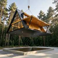 Villa préfabriquée de luxe à installation rapide, fabriquée en usine, maison d'été modulaire, maison préfabriquée triangulaire en forme de A pour hôtels
