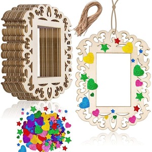 Wooden Photo <b>Frame</b> Rectangular With Hanging Rope For Christmas Tree Decoration DIY Home <b>Wall</b> Art Craft Gift - Product Image 4