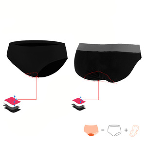 Braguitas Deportivas Menstruales <span class=keywords><strong>Talla</strong></span> <span class=keywords><strong>Grande</strong></span>, <span class=keywords><strong>Culotte</strong></span> Regles Femme, Cintura Alta, 95% Algodón, Transpirables, para Hacer Ejercicio y Glúteos Grandes - Product Image 2