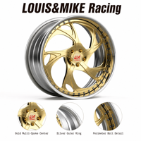 Jante en alliage d'aluminium forgé 2 pièces 5 branches finition or chrome concave LOUIS&MIKE pour voiture 18-22 pouces Rétrofit/Amélioration