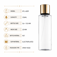 Flacon de parfum en plastique transparent de 250 ml, emballage pour soins personnels, flacon pulvérisateur avec pompe à brume fine