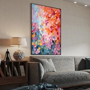 Peinture à l'huile florale texturée Impasto Blooming Rhapsody, art minimaliste, peinture abstraite neutre sur toile, grande décoration murale pour la maison - Product Image 5