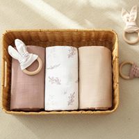 Noël luxe prix raisonnable bambou coton bébé mousseline tissu Swaddle réception couverture solide impression bébé couvertures