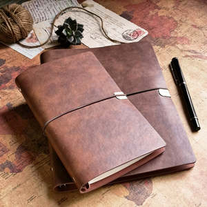 En gros personnalisé A5 marron luxe couverture en cuir cahier Vintage pur cuir Agenda planificateur Journal en cuir cahier Journal - Product Image 1