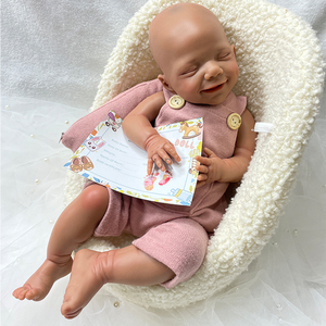 18 Zoll Silikon-Reborn-Puppe für Kinder, fertig bemalt, afrikanisches Mädchen, handgefertigt, schlafend, Wiedergeburt-Set als Weihnachtsgeschenk - Product Image 5