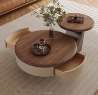 Table basse ronde STG moderne de style européen et américain, plateau en métal, acier inoxydable, 60 cm, couleur noyer, meubles de salon