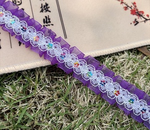 2.5cm Double Organza Lace Double Needle <strong>Midline</strong> Discount Wrinkled Fishbone Floral Women's Shoes Sleeves Aprons Children's - Product Image 5