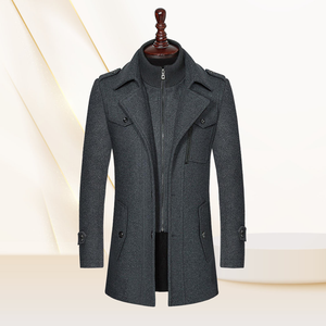 Cappotto Lungo da <span class=keywords><strong>Uomo</strong></span> in Tweed Stile Business Autunno e Inverno con Doppio Colletto e Cerniera Verticale - Product Image 5