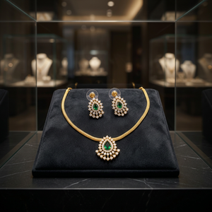 High Quality Fancy Collection Latest Designed Ethnic Gold Plated Geometric Pearl Kundan Necklace Earring Ring <b>Set</b> Jewelry - Product Image 2