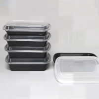 Contenants en plastique jetables pour micro-ondes de 500/650/750/1000 ml, boîtes de rangement pour aliments à emporter en PP rectangulaires