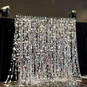 Pendentif scintillant personnalisé à suspendre, cercle de perles à sequins, fond rond en sequins argent et or, rideaux de <span class=keywords><strong>plafond</strong></span> pour décoration - Product Image 3