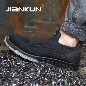JIANKUN-<span class=keywords><strong>Botas</strong></span> de seguridad para el trabajo tejidas de tela cómoda con punta de acero, zapatos de seguridad antiperforación con placa de acero antiimpacto para hombres - Product Image 4