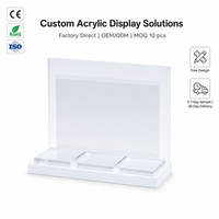 Présentoir de Maquillage et Soins de la Peau en Acrylique Moderne Assemblé sur Mesure avec Éclairage LED, Cordon Antivol et Design Carré Transparent