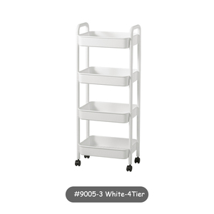 Estantes de almacenamiento multifuncionales Carro de almacenamiento de plástico rodante de utilidad de 4 niveles con ruedas bloqueables para cocina Sala de estar - Product Image 5