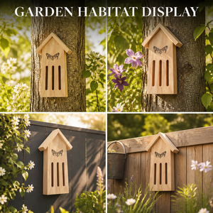 Casa <span class=keywords><strong>de</strong></span> <span class=keywords><strong>Mariposas</strong></span> <span class=keywords><strong>de</strong></span> Madera Natural para Jardín Exterior, Hábitat para Polinizadores, Hotel para Insectos con Ranuras Verticales, Ecológico para <span class=keywords><strong>Mariposas</strong></span> Silvestres - Product Image 2