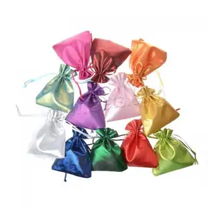 wholesale Rectangle Silk Jewelry Pouches Bags with Nylon Cord solid color mixed colors 120x100mm 500PCs/Lot 220733