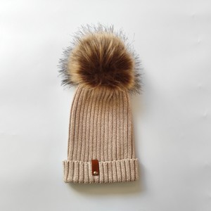 Bonnet en tricot côtelé en coton 100% doux pour l'hiver, personnalisé en usine, avec pompon, pour bébés, bonnet chaud pour nouveau-nés, couvre-chef au <span class=keywords><strong>crochet</strong></span> - Product Image 1