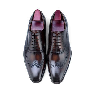 Chaussures de mariage pour hommes en cuir véritable, style italien haut de gamme, imperméables, à enfiler, Oxford, faites à la main, antidérapantes et amortissantes - Product Image 5