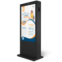 Affichage numérique extérieur sur pied de 43 pouces - Moniteur LCD simple face étanche pour agences commerciales en libre-service