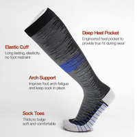 Chaussettes de compression athlétiques personnalisées pour hommes et femmes, 15-20 mmHg, antidérapantes, épaisses, respirantes, pour la course à pied, la route, la montagne