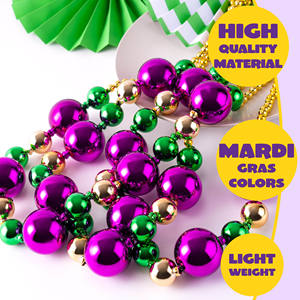 Collana di Perle Giganti in Plastica per Mardi Gras, Novità di Fabbrica, Viola Oro Verde, Enorme Palla da Discoteca, Accessorio per Travestimenti - Product Image 3