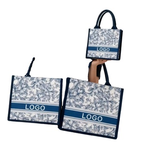 Personality Customized Logo <b>Large</b> Eco Friendly Gift Canvas <b>Shopping</b> <b>Bag</b> Art Retro Floral Pattern Canvas Tote <b>Bags</b> for Women - Product Image 1