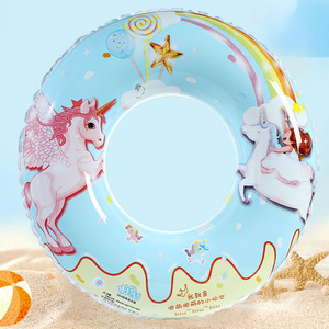 Unicorn Swimming Ring 70cm <b>Inflatable</b> <b>Float</b> For Kids Cartoon Design Round Shape PVC Material - Product Image 4
