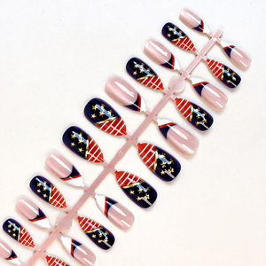 Venta al por Mayor de 24 Uñas Postizas con Tema de Fútbol, Reutilizables, Cobertura Completa, Diseño de Banderas de Varios Países - Product Image 6