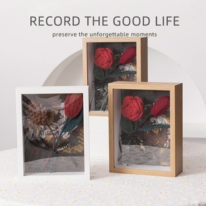 Custom Handmade crochet rose <b>picture</b> <b>frame</b> finished yarn woven desktop ornament tulip simulation flower Teacher's Day gift - Product Image 1