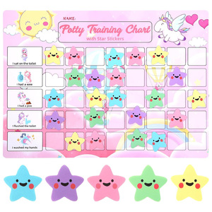 Bảng Trắng mầm non cho Đào tạo nhà vệ sinh 40 miếng dán sao từ tính lớn có thể tái sử dụng bảng phần thưởng tương tác (Gấu hồng) - Product Image 1