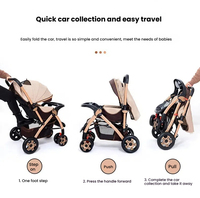 Poussette Bébé Métallique Bidirectionnelle Pliante Multifonctionnelle Portable Trois-en-Un avec Jouets