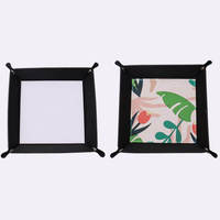 Plateau de rangement pliable en cuir PU vierge pour sublimation, design carré classique, pour salon individuel, vente en gros personnalisée