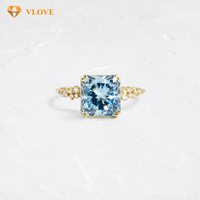 Bijoux en diamant bleu cultivé en laboratoire, bague en diamant CVD bleu clair cultivé en laboratoire, bague de fiançailles et de mariage en diamant CVD bleu fantaisie cultivé en laboratoire